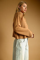 Miou Muse | Gina Button Front Sweater - Caramel | Sweetest Stitch