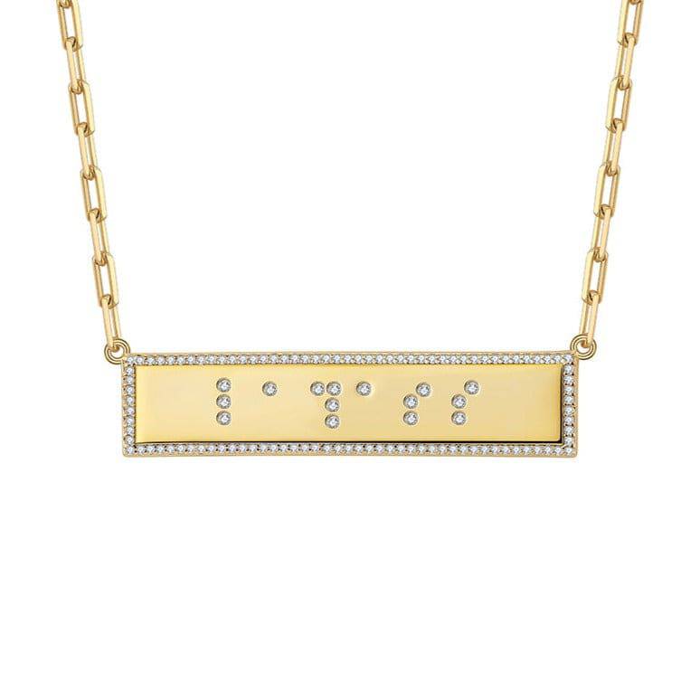 Touchstone Badass Bling Braille Bar Necklace