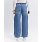 Vervet High Rise Elastic Waistband Wide Barrel Jeans