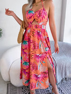 Orange Cut-Out Beach Halter Long Dress