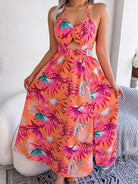 Orange Cut-Out Beach Halter Long Dress