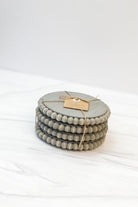 Gray Beaded Wood Coaster Main