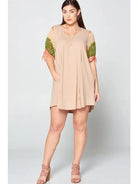 Taupe Chiffon Sleeves Swing Dress - Athena's Fashion Boutique