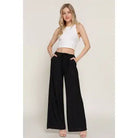 Women's Black Drawstring Crinkle Long Pants