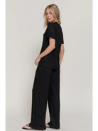 Black Tshirt and Wide Pants Lounge Set