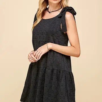 Women's Tiered Midi Dress with Ribbon Tie - Athena's Fashion Boutique