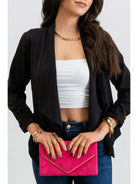 Rouched Sleeve Open Blazer - Athena's Fashion Boutique