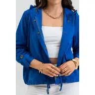 Blue Zipper Button Snap Jacket - Athena's Fashion Boutique