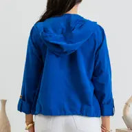 Blue Zipper Button Snap Jacket - Athena's Fashion Boutique