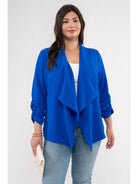 Royal Blue 3/4 Rouched Sleeve Blazer
