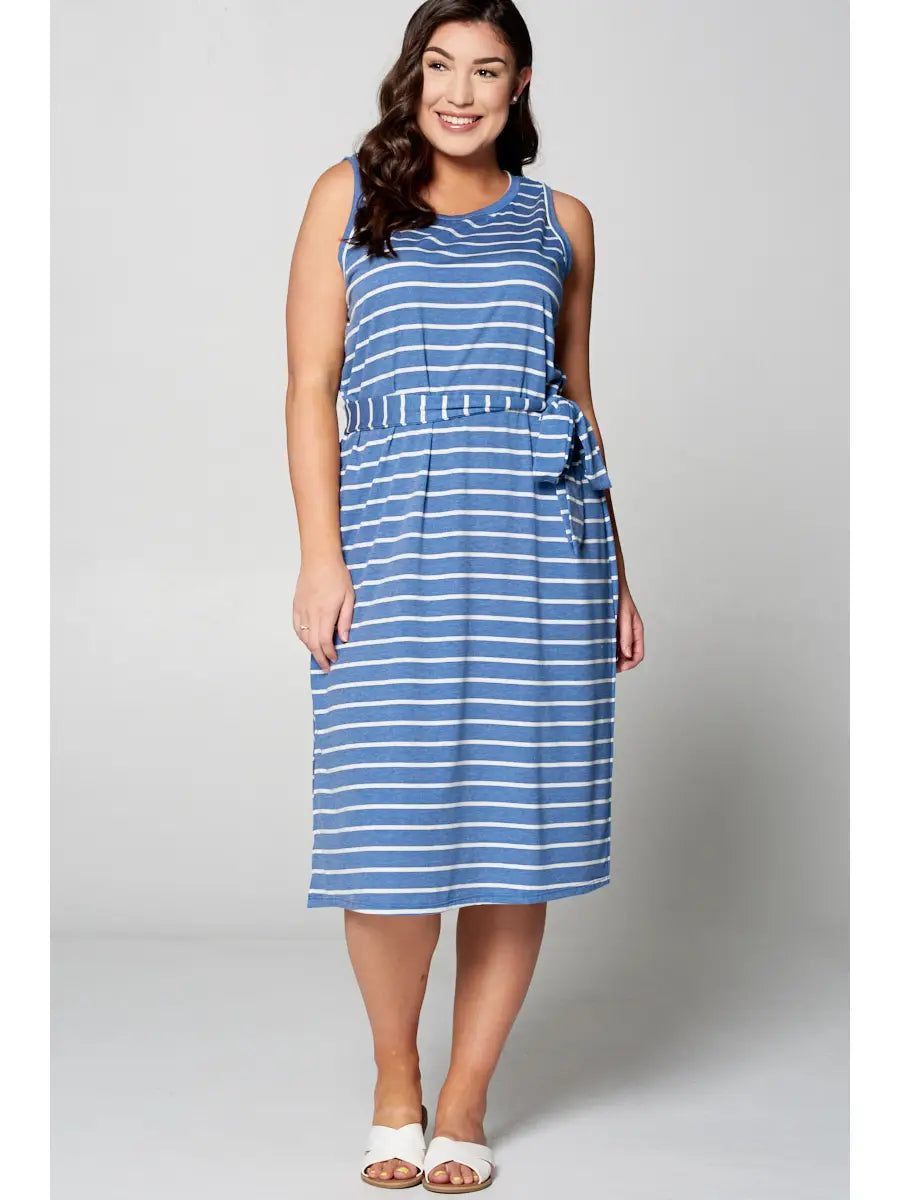 Sleeveless Stripe Midi Dress - Athena's Fashion Boutique