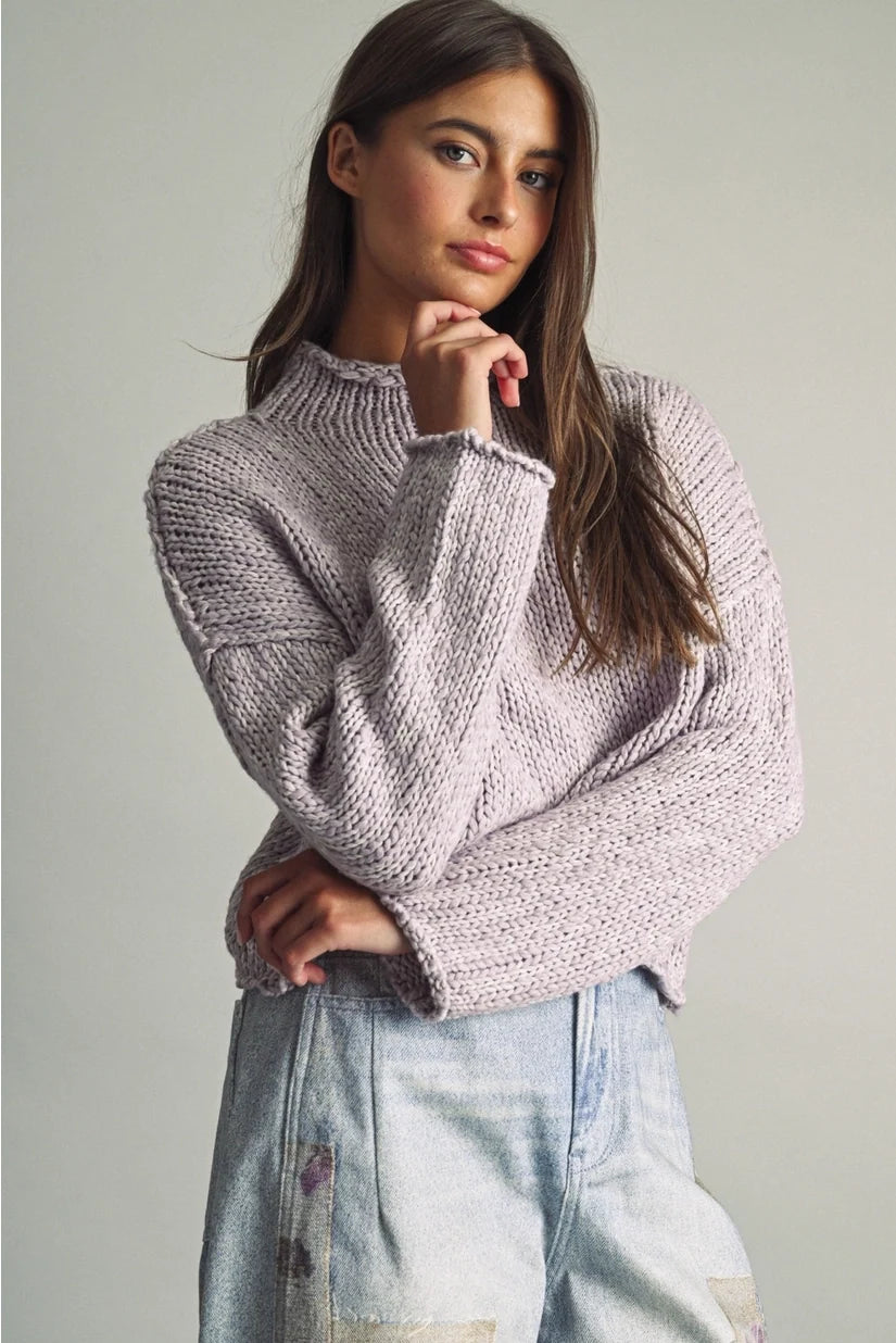 Miou Muse | Mandy Mock Neck Sweater - Lavender | Sweetest Stitch