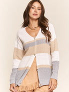 Stripe Button Down Knit Cardigan - Athena's Fashion Boutique