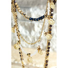 Glass Bead and Metal Charms Multi 5  Strand Necklace - Athena's Fashion Boutique