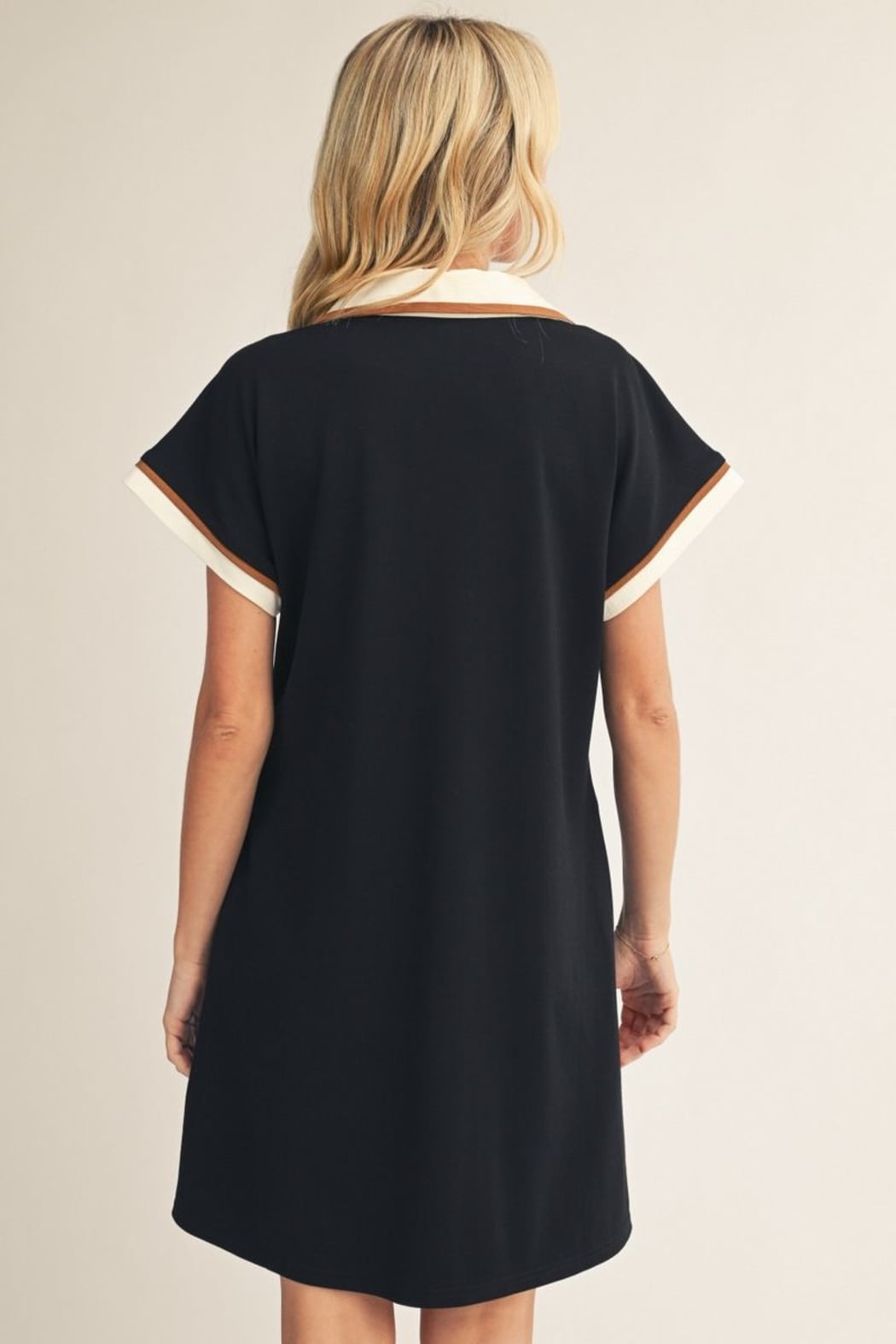 color block black dress The Cara Black Mix Contrast Casual Dress Medium