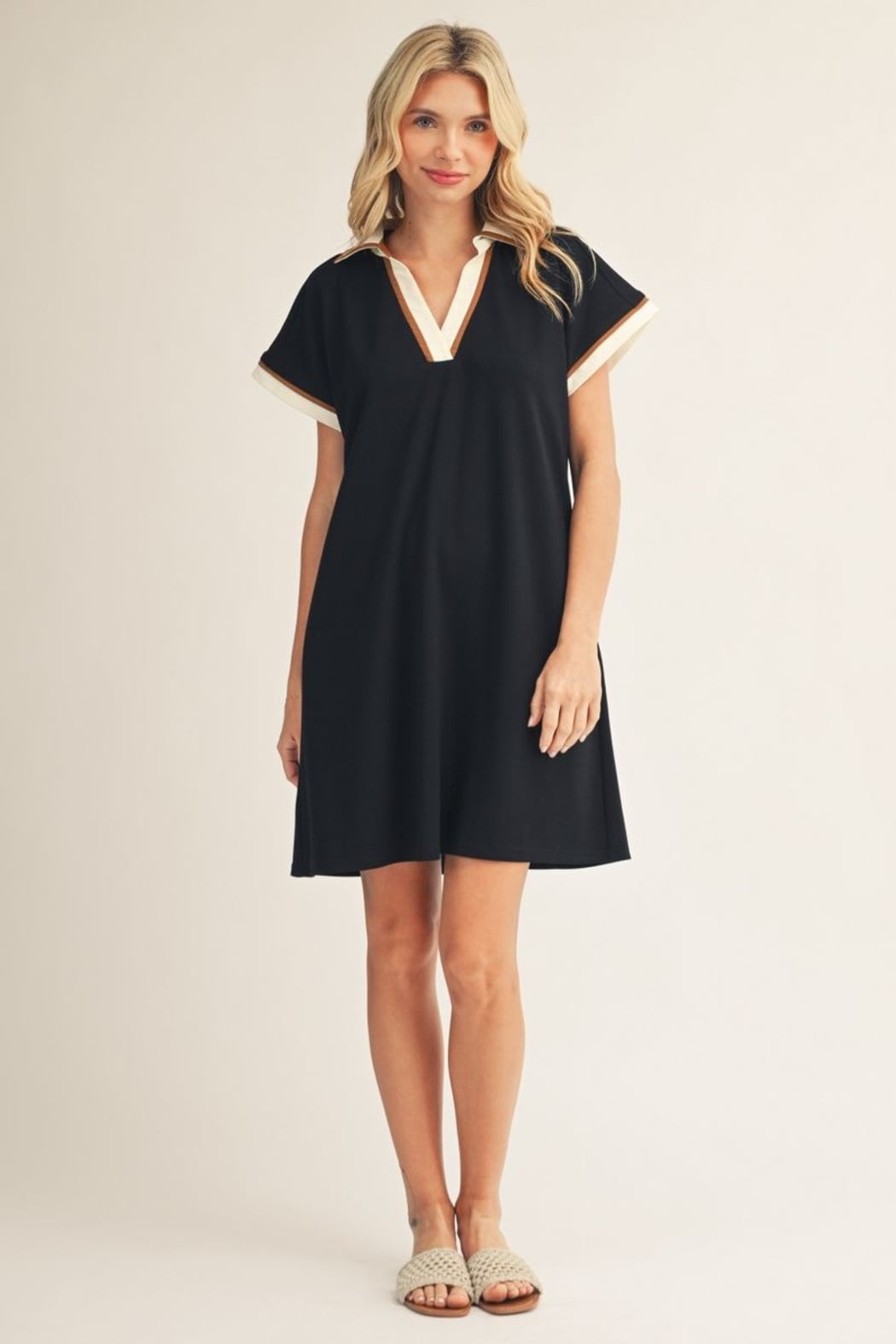 black colour block dress The Cara Black Mix Contrast Casual Dress Medium