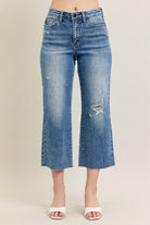 Judy Blue High Waist  Raw Cut Hem Crop Capris