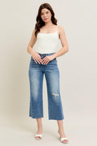 Judy Blue High Waist  Raw Cut Hem Crop Capris