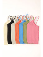 Assorted Colors Crop Stretchy Double Strap Slim Fit Tank Top