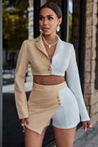 Stacy Cream & Beige Two-Piece Skort Set with Gold Button Detail - Yayas Glam & Gift Shop