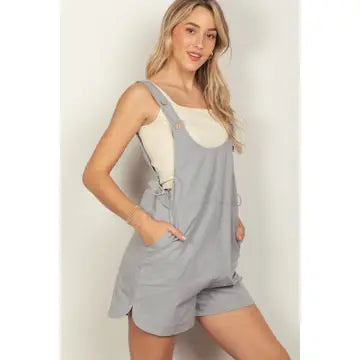 Denim Blue Casual Suspender Overall Solid Romper