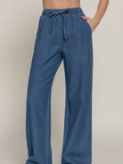 Women's Elastic Waistband Straight Denim Long Pants