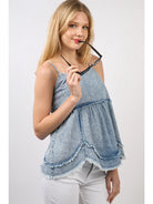 Washed Denim Babydoll Summer Top