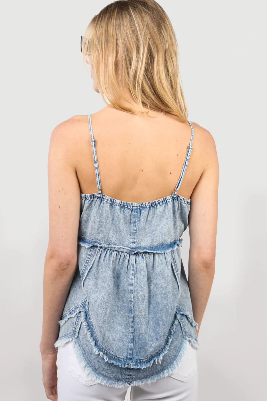 Washed Denim Babydoll Summer Top