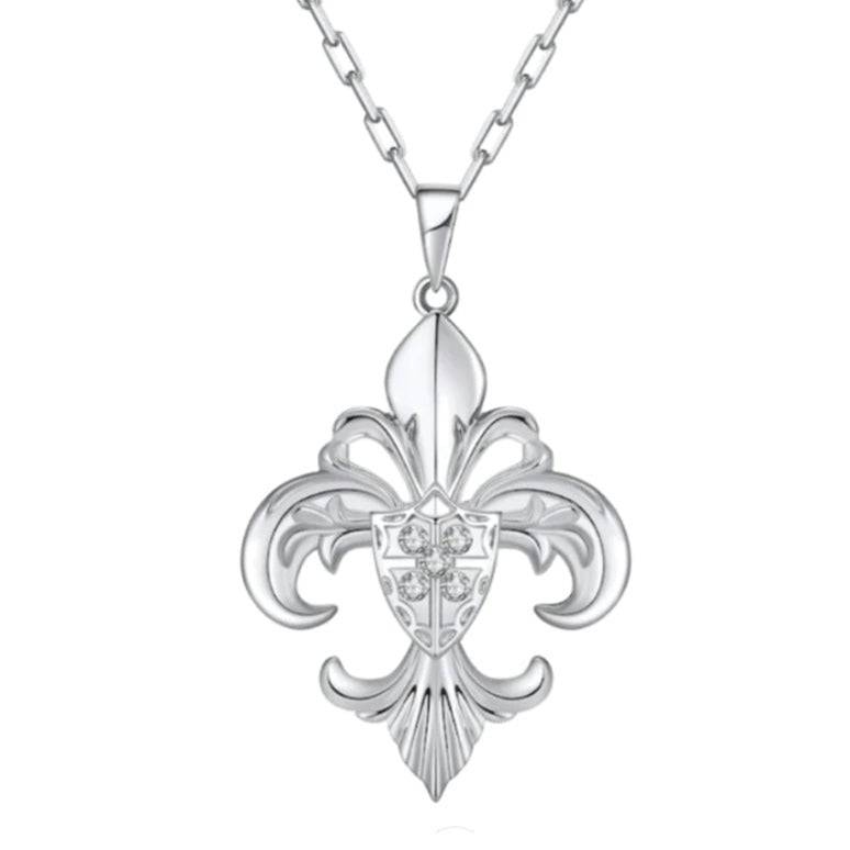 Saints Fleur De Lis Silver Pendant Necklace