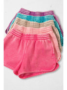 Acid Wash Elastic Waistband Fleece Dolphin Shorts