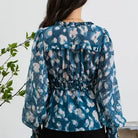 Women's Teal Textured Empire Waist Woven Top