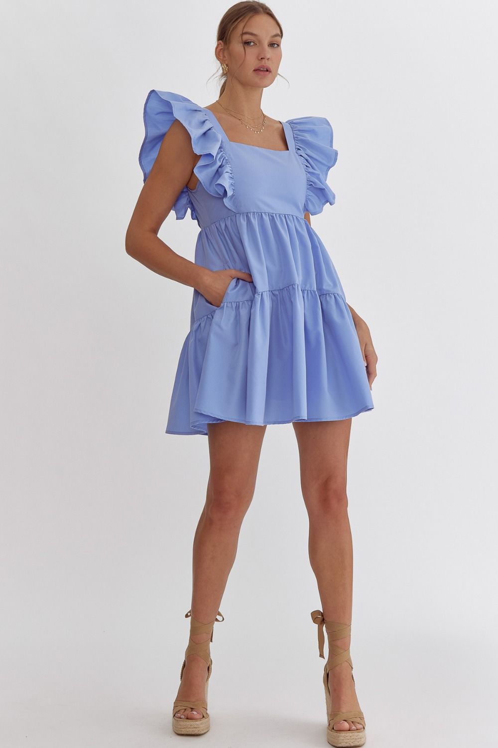 Entro | Light Blue Ruffle Sleeve Babydoll Dress | Sweetest Stitch RVA
