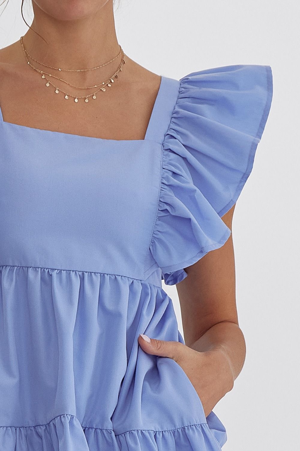 Entro | Light Blue Ruffle Sleeve Babydoll Dress | Sweetest Stitch RVA