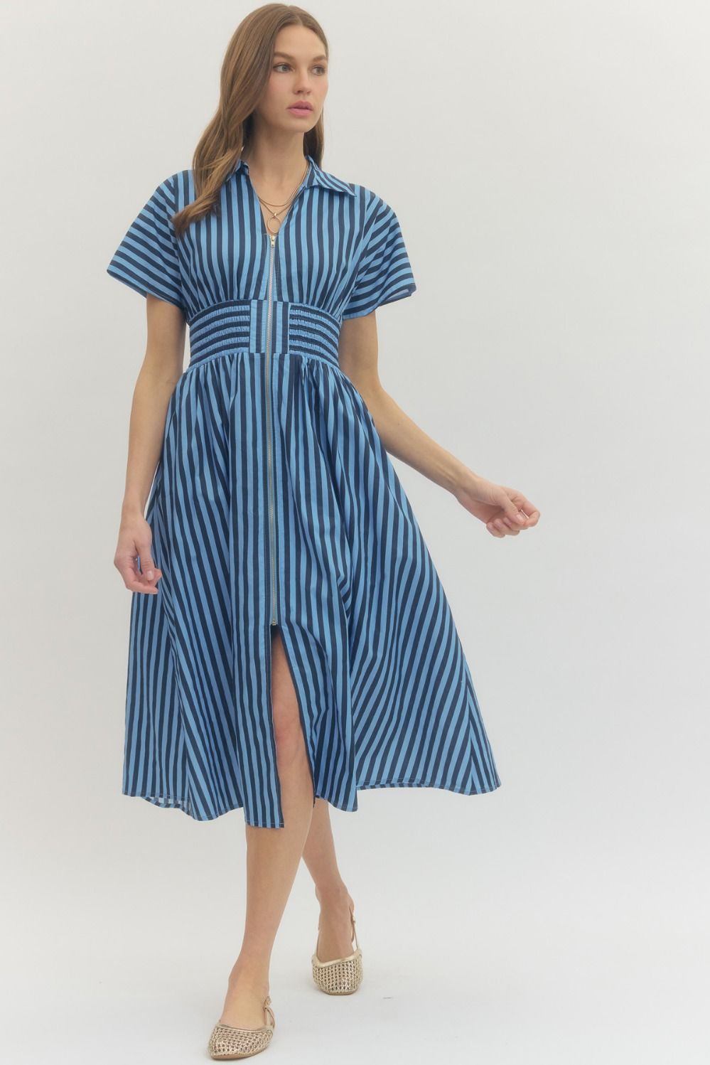 Entro | Shelly Striped Midi Dress | Sweetest Stitch Boutique Richmond