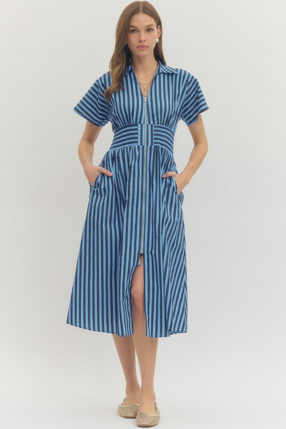 Entro | Shelly Striped Midi Dress | Sweetest Stitch Boutique Richmond