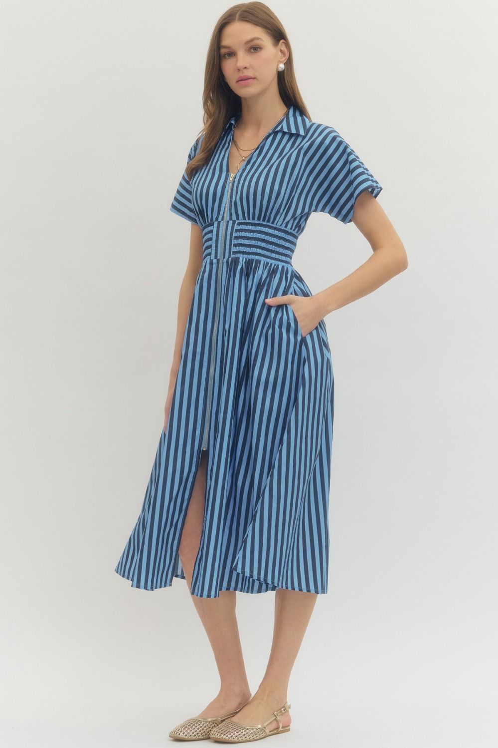 Entro | Shelly Striped Midi Dress | Sweetest Stitch Boutique Richmond