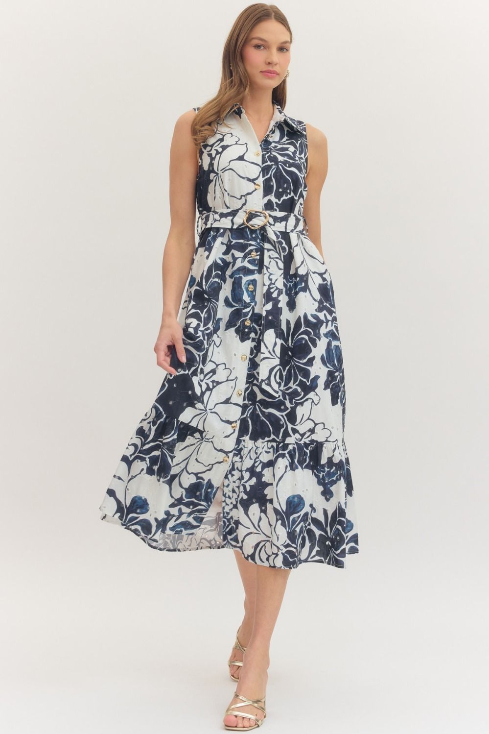 Entro | Marie Floral Sleeveless Midi Dress | Sweetest Stitch Boutique 