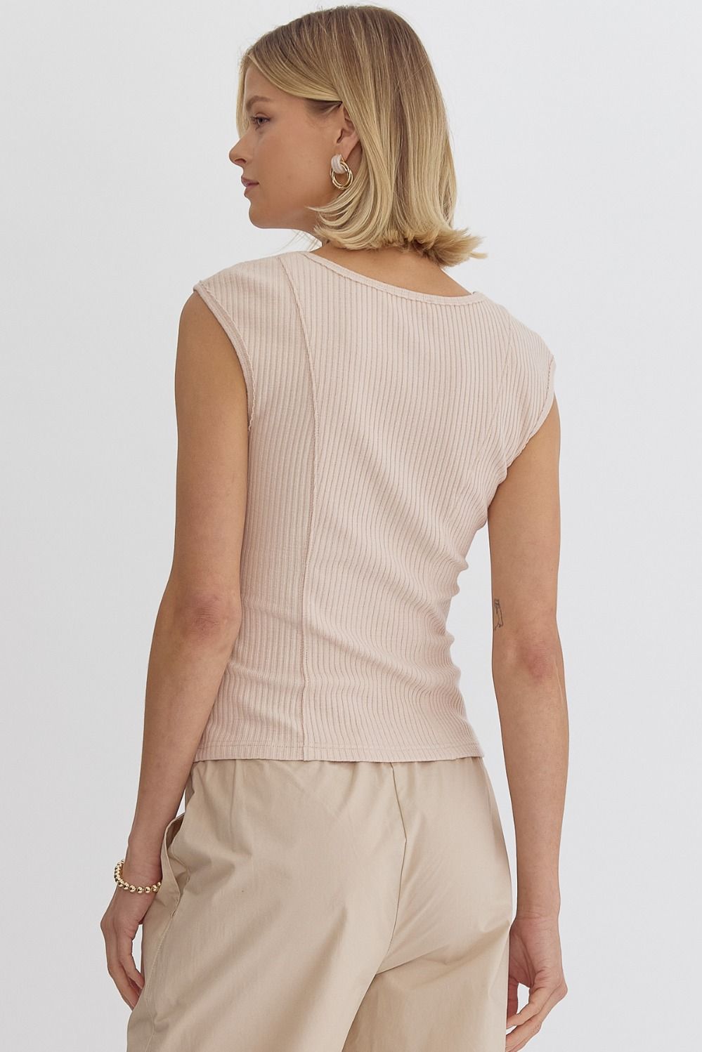 Entro | Taupe Sweetheart Sleeveless Top | Sweetest Stitch Boutique