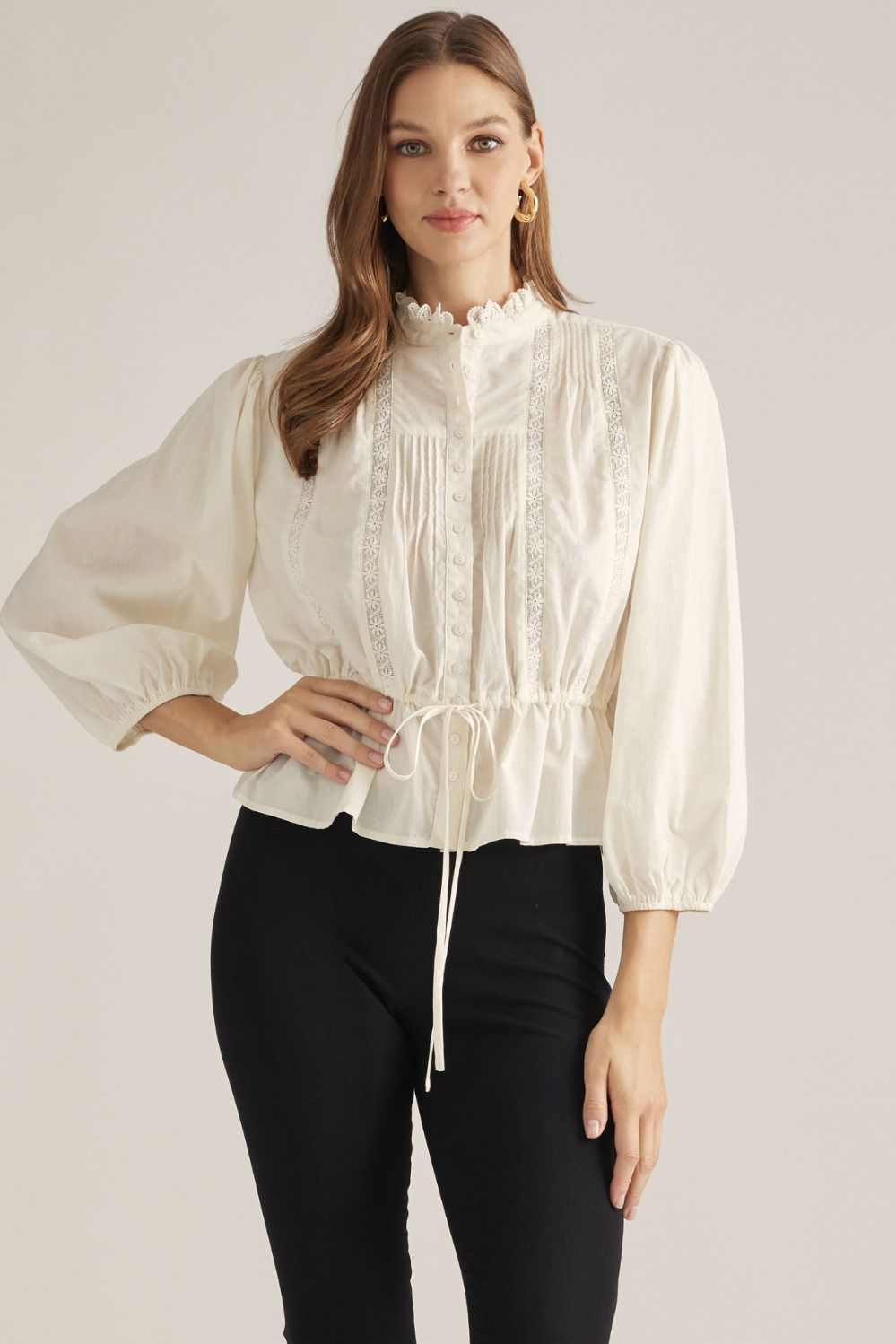 Entro | Pauline Pintuck Top - Cream | Sweetest Stitch Boutique Richmond