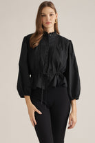 Entro | Pauline Pintuck Top - Black | Sweetest Stitch Boutique Richmond