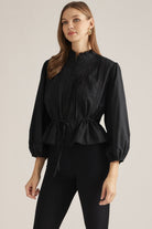 Entro | Pauline Pintuck Top - Black | Sweetest Stitch Boutique Richmond