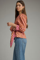 Entro | Becca Tie Front Floral Top - Camel/Pink | Sweetest Stitch Boutique