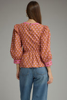 Entro | Becca Tie Front Floral Top - Camel/Pink | Sweetest Stitch Boutique