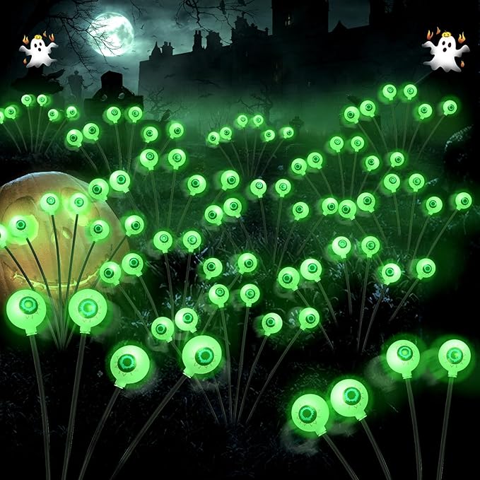 4 Pack Scary Eyeballs Solar Pathway Lights – Waterproof – Two Flashing ...