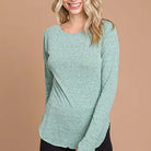 Warm Sage Round Neck Raglan Fitted Top - Athena's Fashion Boutique