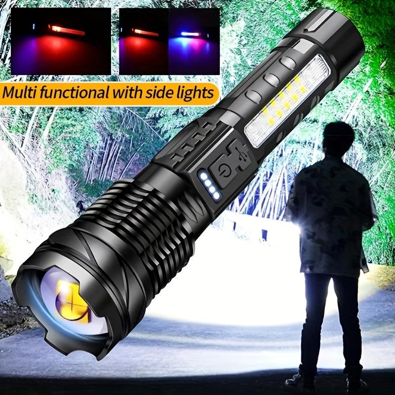 AXL Senter LED Tactical Flashlight – 7 Modes – USB – Telescoping – Red ...