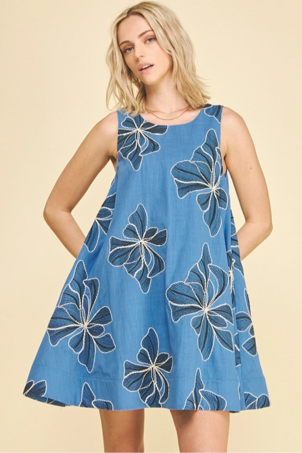 Floral Embroidered A-Line Mini Dress – Shoptiques