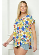 Floral Plus Size Short Sleeve Dolman