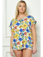 Floral Plus Size Short Sleeve Dolman