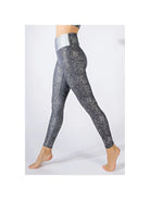 Black Galaxy Foil Silver Splash Print Leggings